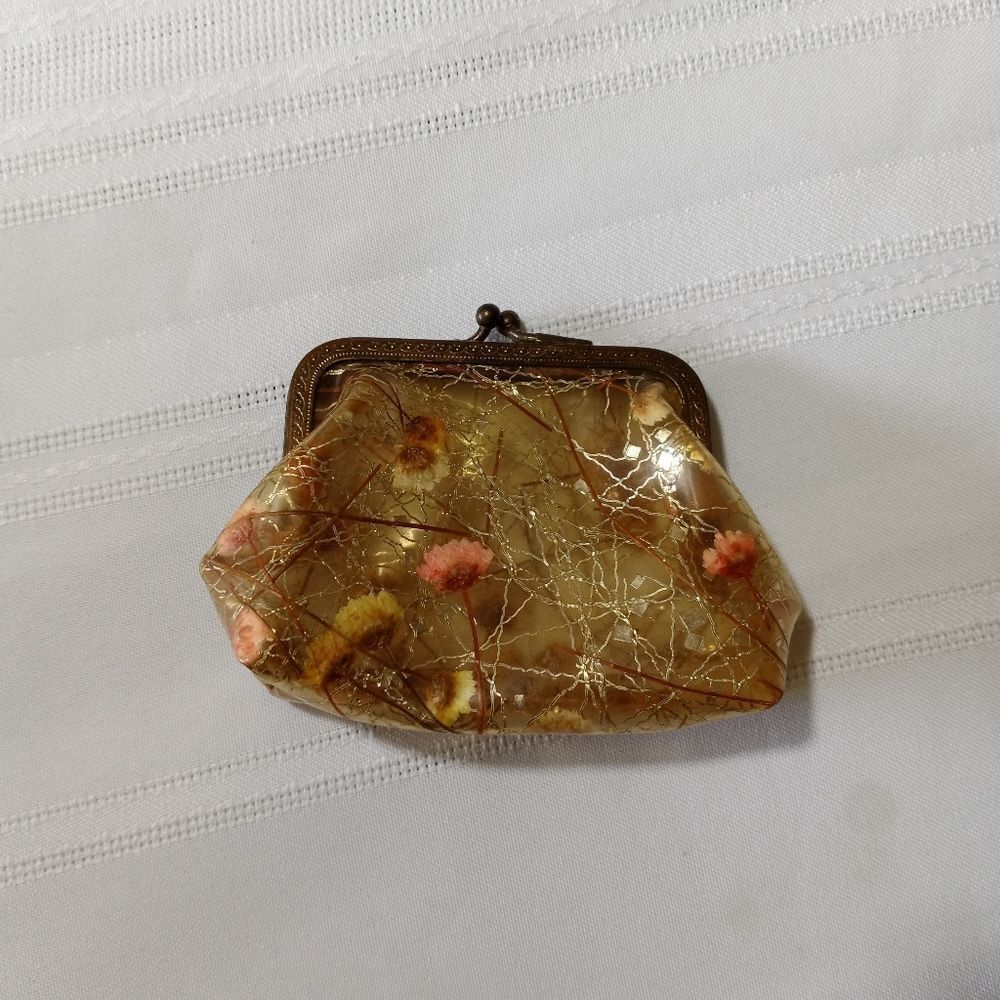 VTG pressed flower coin purse